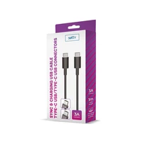 Setty kabelis USB-C - USB-C 1,0 m 3A, juodas