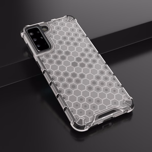 Korinio dizaino dėklas šarvuotas dangtis su geliniu rėmeliu Samsung Galaxy S22 + (S22 Plus) skaidrus