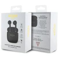 Guess GUTWST26PSK TWS Bluetooth ausinės + įkrovimo stotelė - juodos Classic EST logotipas