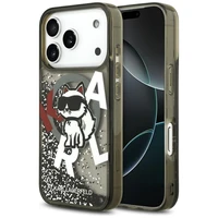 Karl Lagerfeld Skystas blizgantis Choupette logotipas Magnetinis dėklas telefonui iPhone 17 Pro - juodas