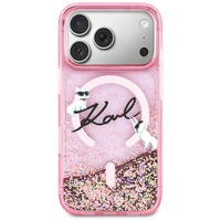 Karl Lagerfeld Liquid Glitter Karl Script Logo MagSafe Case for iPhone 17 Pro Max - Pink