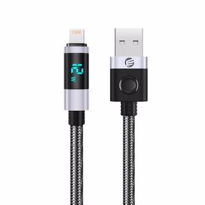 Orico LDA2L USB-A–Lightning, 12 W laidas su LED ekranu, 0,5 m – juodas su sidabro spalva