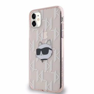 Karl Lagerfeld IML Choupette galvos ir monogramos dėklas iPhone 11 / Xr - rožinė