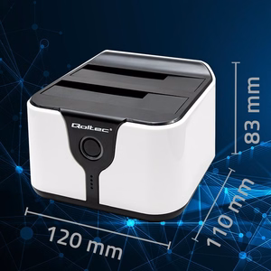 Qoltec 50309 HDD/SSD 2.5" 3.5" Doko Stotis SATA III USB 3.0 5Gb/s Klonavimas