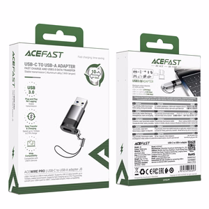 Acefast J8 USB-C - USB-A adapteris - pilkas