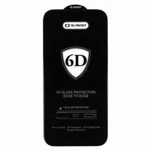 Tel Protect Pilnas klijavimo 6D apsauginis stiklas IPHONE 15 PRO juodas - 10 rinkinys