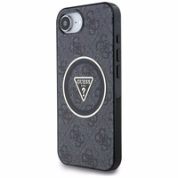 Guess IML Metal Glitter 4G Circle Triangle Magnetinis dėklas telefonui iPhone 16e - juodas