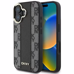 DKNY Languotas raštas magnetinis iPhone 16 dėklas - juodas