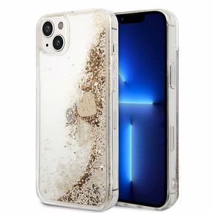 Guess GUOHCP14MGLHFLGO iPhone 14 Plus 6.7 "auksinis / auksinis kietas dėklas Blizgučiai Pakabukai