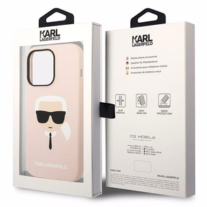 Karl Lagerfeld KLHMP14LSLKHLP iPhone 14 Pro 6.1 "kietas dėklas šviesiai rožinis / šviesiai rožinis Silikoninis Karlo Galva Magsafe