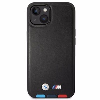 Dėklas BMW BMHMP14S22PTDK iPhone 14 6.1 "juodas / juoda Odinis Antspaudas Trispalvis Magnetinis