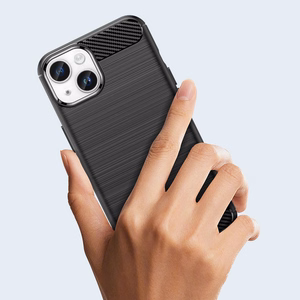 Carbon dėklas iPhone 14 Plus lankstus gelinis galinis dangtelis juodas