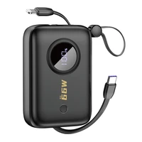 Išorinė baterija Dudao K14 10000mAh su USB-C / Lightning laidais (juoda)