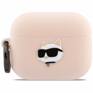 Karl Lagerfeld Silicone Chaupette Head 3D deklas AirPods Pro 3 - rozinis