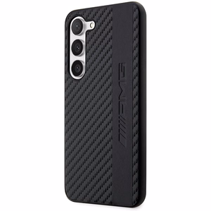 AMG AMHCS23MBLSCA S23+ S916 - juodas kietas dėklas su karbono juostele ir reljefu