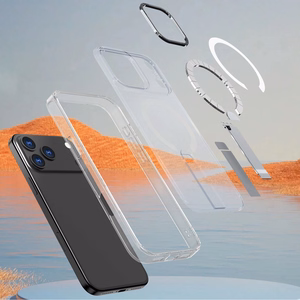 Hybrid Armor X dėklas Samsung Galaxy S25 FE su stovu, suderinamas su MagSafe, skaidrus