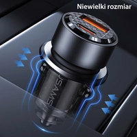 USAMS Automobilinis įkroviklis C39 USB+USB-C 60W Fast Charge juodas CC208CC01 (US-CC208)