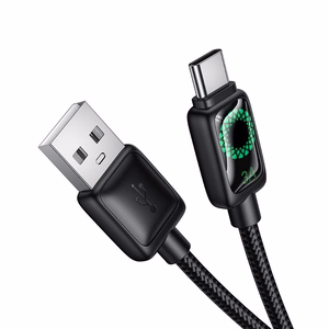 Kabelis su LCD ekranu USB A į USB C Hoco 3A 1,2 m U146 juodas