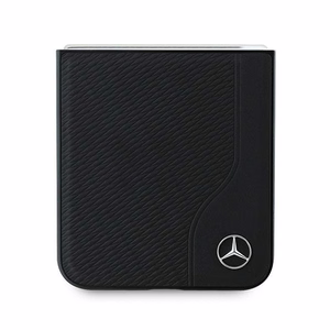 Mercedes Leather Wood Imitation MagSafe dėklas telefonui Samsung Galaxy Z Flip 6 - juodas