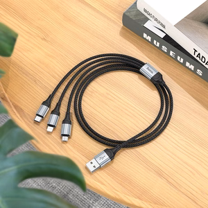 USB kabelis Hoco (X102) 3in1 lightning+microUSB+USB-C juodas 1m