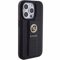 Guess dėklas telefonui su stovu Grip Stand 4G Saffiano Strass iPhone 15 Pro Max - juodas