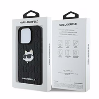 Karl Lagerfeld Monogram Choupette Head Pin dėklas telefonui iPhone 16 Pro - juodas