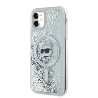 Karl Lagerfeld Skystas Blizgučiai Choupette galvos MagSafe dėklas iPhone 11 / Xr - permatomas