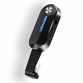 USAMS Adapteris AU10 2W1 LIGHTING - 3.5MM + LIGHTING LED juodas