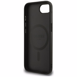 Guess Peony Script Logo Magnetinis dėklas telefonui iPhone 16e - juodas