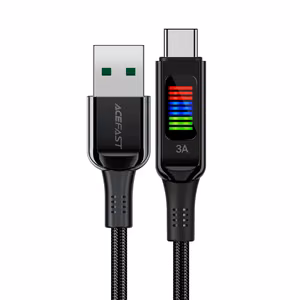 Acefast C7-04 кабель USB-A USB-C 60W 1.2м с дисплеем - чёрный