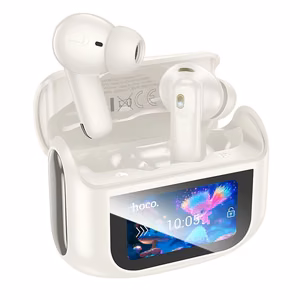 HOCO belaidės ausinės bluetooth su lietimui jautriu ekranu TWS ANC + ENC EQ21 debesų baltos