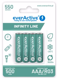 Аккумуляторы everActive Ni-MH R03 AAA 550mAh Infinity Line