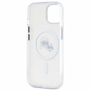 Karl Lagerfeld IML Metal Karl&Choupette galvos MagSafe iPhone 14 dėklas – baltas