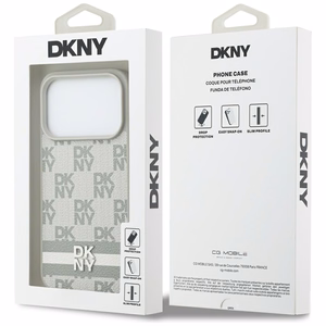 DKNY Checkered with Printed Stripes iPhone 17 Pro чехол - бежевый