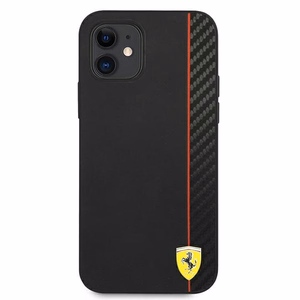 Ferrari FESAXHCP12SBK iPhone 12 mini 5.4" juodas/juodas kietas dėklas On Track Carbon Stripe