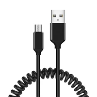 Spiralinis kabelis - USB į Micro USB - 2A 1 metras juodas