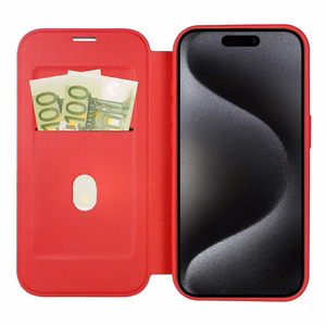 SMART MAG knygos tipo dėklas telefonui, suderinamas su MagSafe, IPHONE 15 Pro Max, raudonas