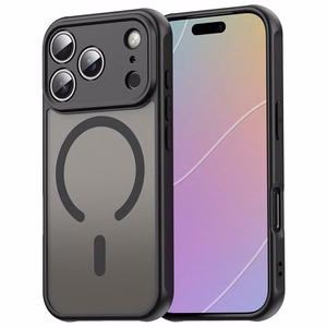 Juodas magnetinis matinis PC ir TPU dėklas iPhone 18 Pro / 17 Pro, atsparus kritimams