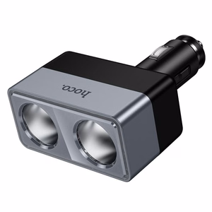 Išmanusis dual cigarečių degiklio Automobilinis įkroviklis Hoco 2 lighter prievadai max 240W/24V Z65 juodas