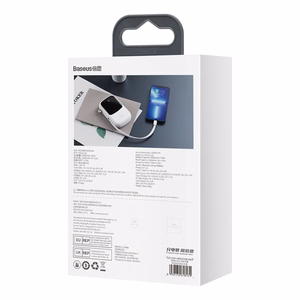Baseus išorinė baterija 20000mAh Qpow Pro - USB + Type C - PD 20W su Lightning kabeliu (PPQD060202) balta