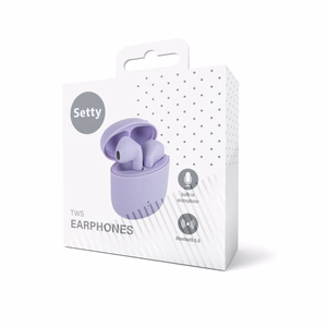 Setty Bluetooth ausinės TWS su įkrovimo dėklu STWS-19 alyvinės