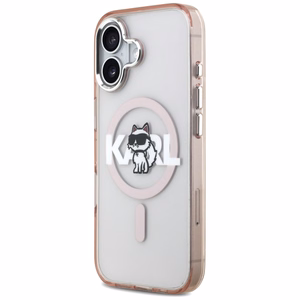 KARL LAGERFELD dėklas telefonui IPHONE 17 su MagSafe suderintas (IML Choupette eskizo logotipu) - rožinis
