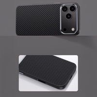 Benks magnetinis Armor Pro Kevlar dėklas su metaliniu rėmeliu 600D (A069) Iphone 17 Pro telefonui juodas (su fotoaparato valdymo mygtuku)