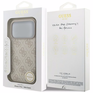 Guess 4G Charms Collection MagSafe dėklas telefonui iPhone 17 Pro - rožinis
