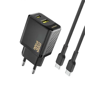 Dudao A27TCEU PD 30W GaN USB-A USB-C Wall Įkroviklis with USB-C Laidas - Juodas
