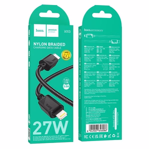 Kabelis USB C į Lightning Hoco PD 27W 1 m X113 juodas