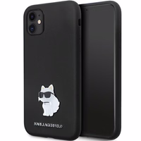Karl Lagerfeld KLHCN61SMHCNPK dėklas telefonui iPhone 11 / Xr - juodas silikoninis C metalinis kaištis