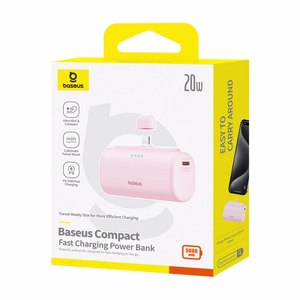 Išorinė baterija OS-Baseus Compact IP 5000mAh 20W (rožinė)