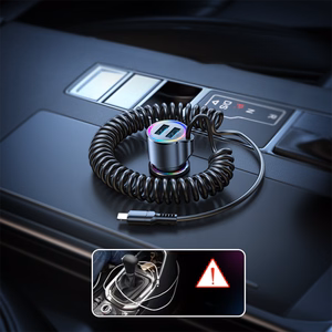 Automobilinis įkroviklis Joyroom „JR-CL25" juodas 17W (2xQC3.0 / su LED apšvietimu) + „Lightning" laidas 150cm