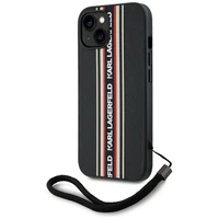 Karl Lagerfeld Saffiano Athleisure Stripes Cord Dėklas telefonui iPhone 15 - raudonas
